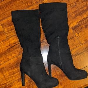 Black Suede Knee High Boots